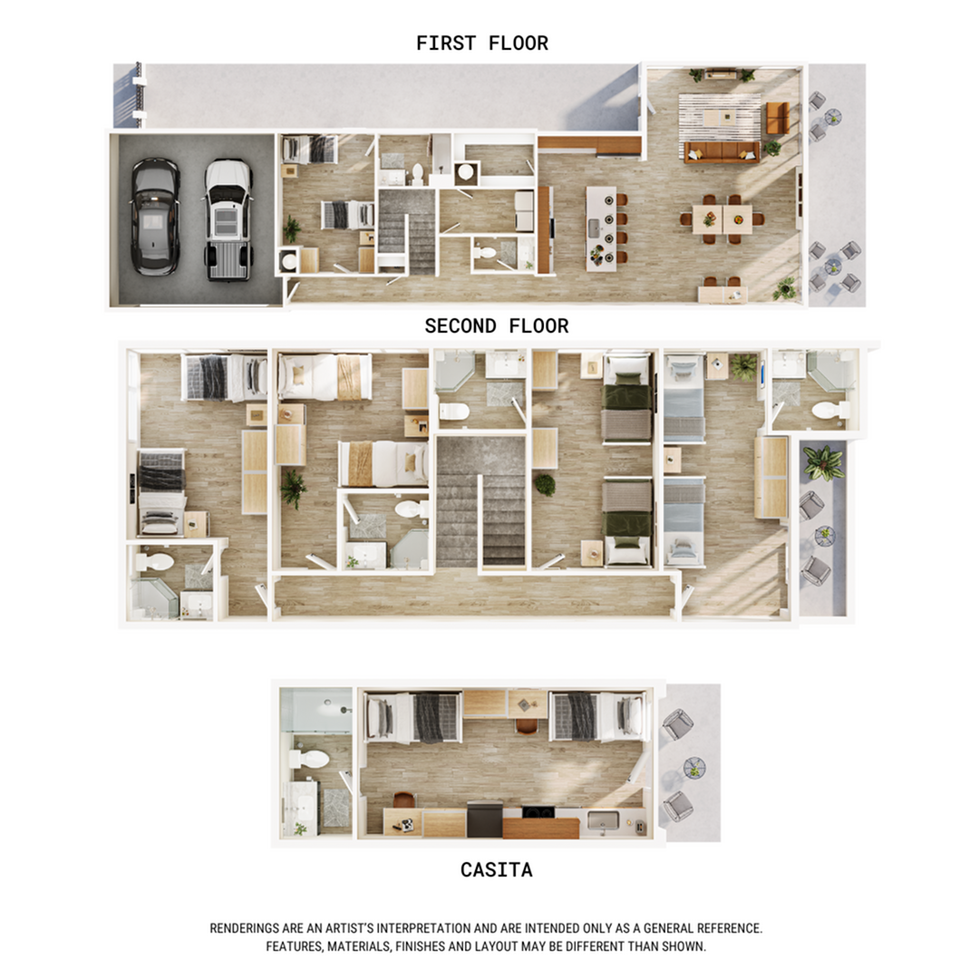 A 3D image of the 6BR/6.5BA – Coral w/ Casita floorplan, a 2949 squarefoot, 6 bed / 6.5 bath unit