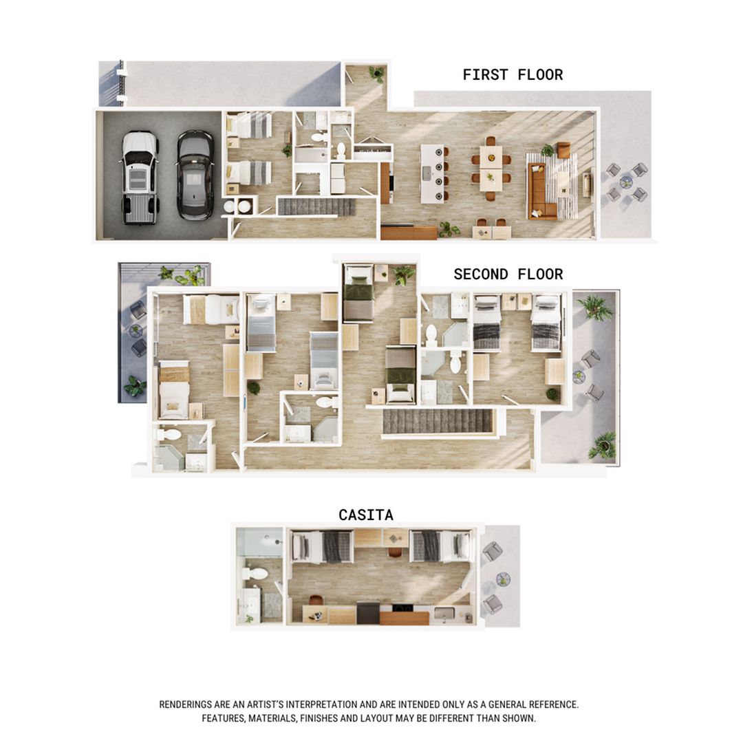 A 3D image of the 6BR/6.5BA – Harbor w/ Casita floorplan, a 2755 squarefoot, 6 bed / 6.5 bath unit