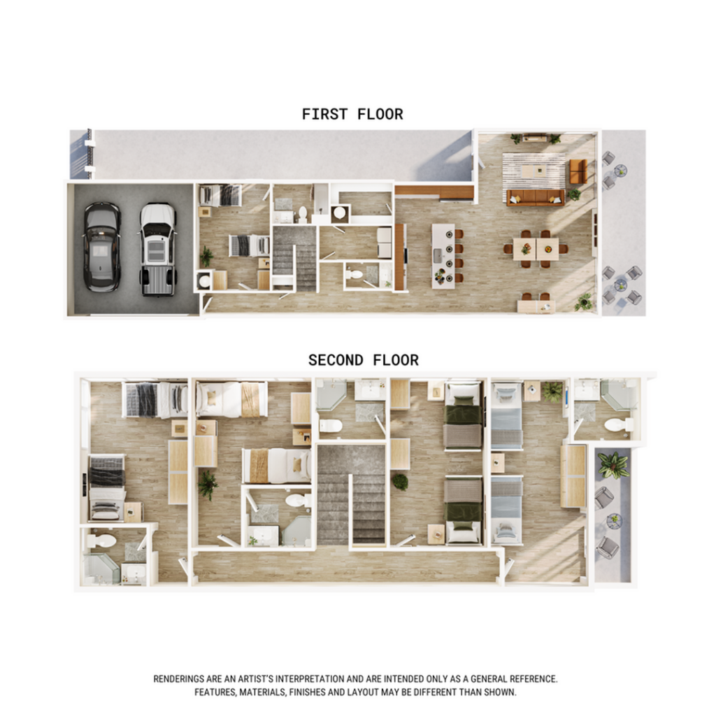 A 3D image of the 6BR/6.5BA – Coral w/ Casita floorplan, a 2949 squarefoot, 6 bed / 6.5 bath unit