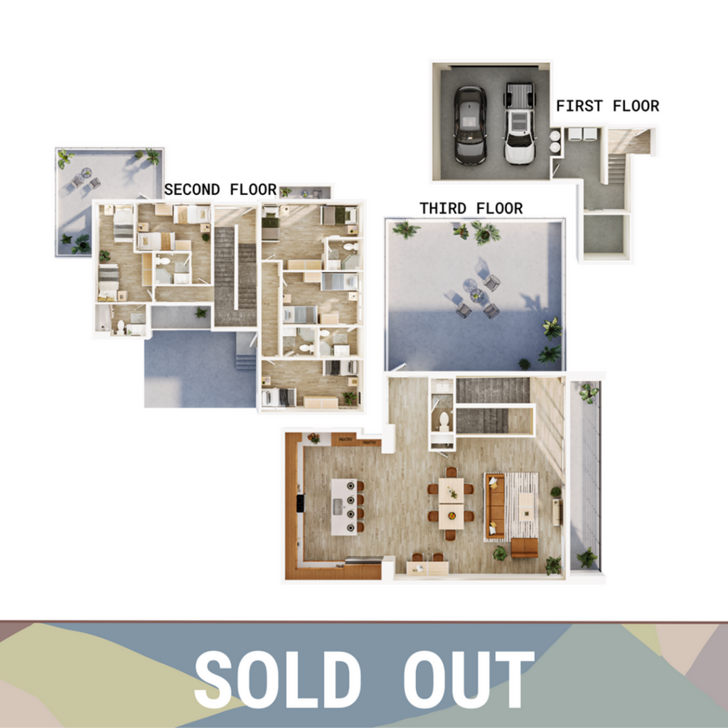 A 3D image of the 6BR/6.5BA – Driftwood w/ Casita floorplan, a 2955 squarefoot, 6 bed / 6.5 bath unit