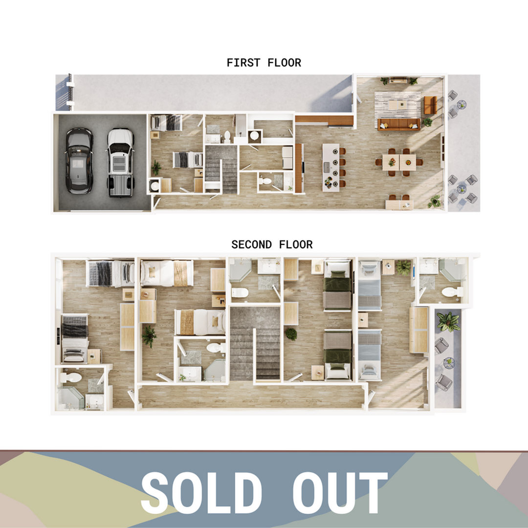 A 3D image of the 6BR/6.5BA – Coral w/ Casita floorplan, a 2949 squarefoot, 6 bed / 6.5 bath unit