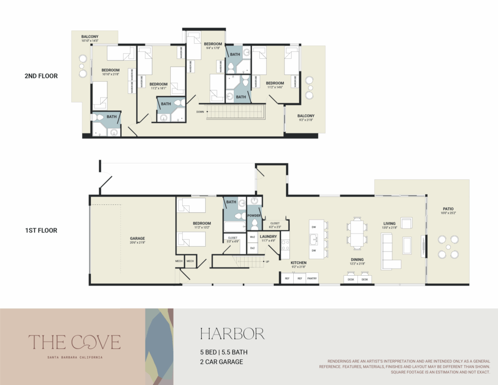 A 3D image of the 6BR/6.5BA – Harbor w/ Casita floorplan, a 2755 squarefoot, 6 bed / 6.5 bath unit